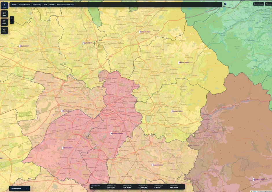 Promarks Intel build cost viability map using geographic area fill